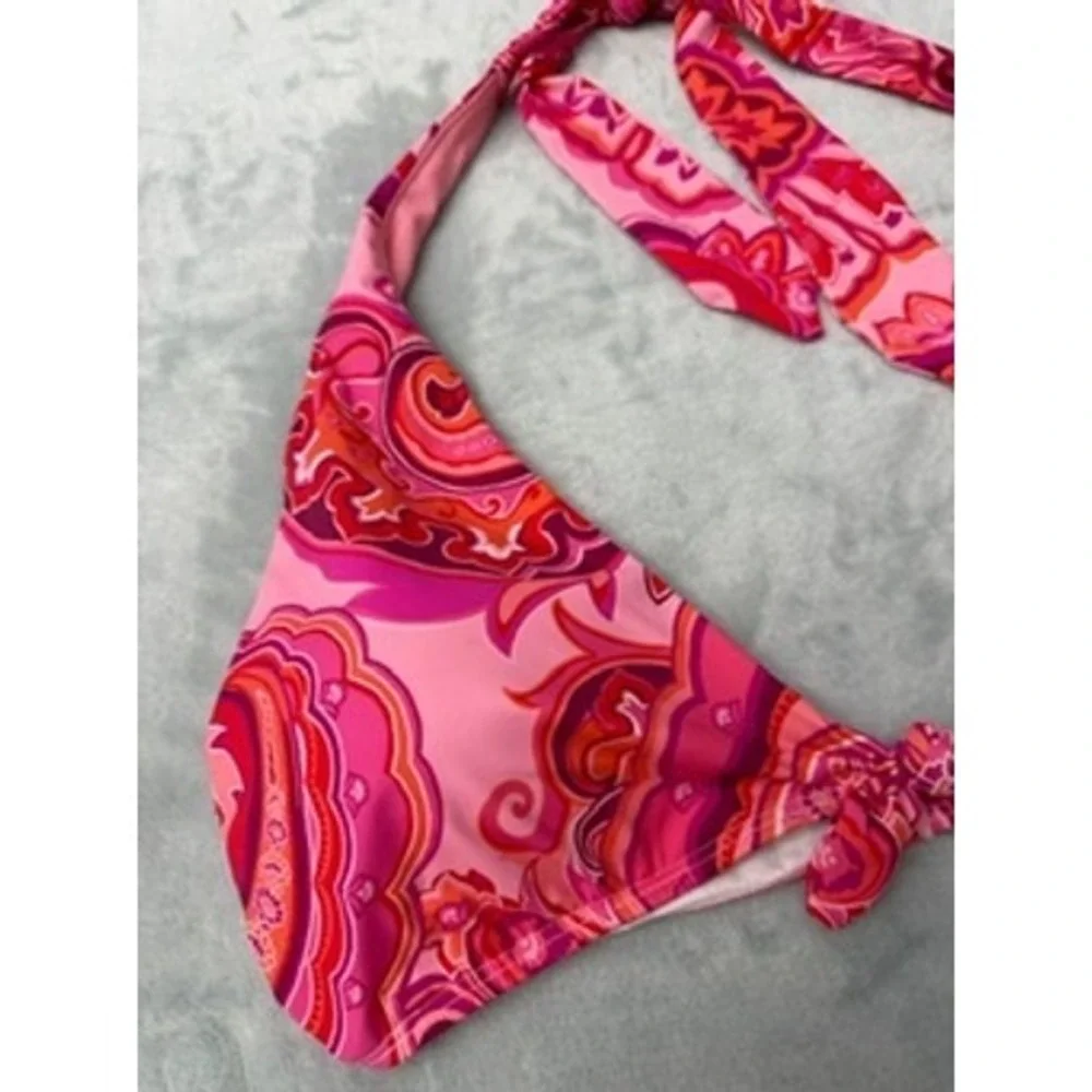 NWT Lauren Ralph Lauren Bikini Top Womens Pink Paisley Halter Triangle 16 $90